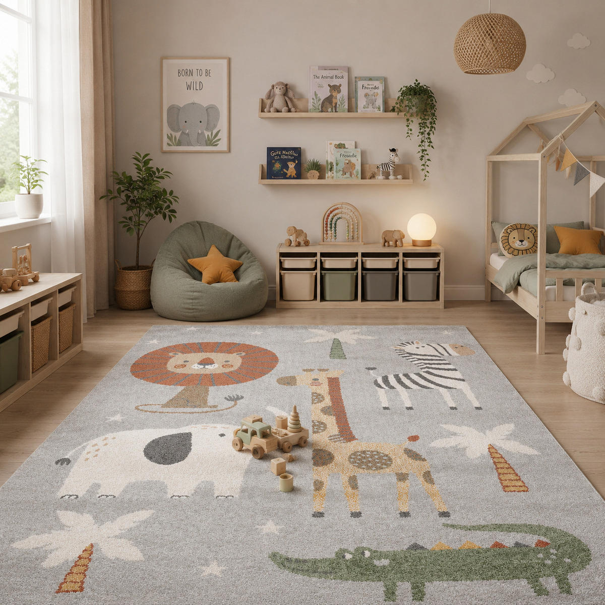 KINDER TEPPICH SOFTSTAR KIDS SAFARI ANIMAL FRIENDS - Multicolor, Textil (160/230cm) - Pergamon