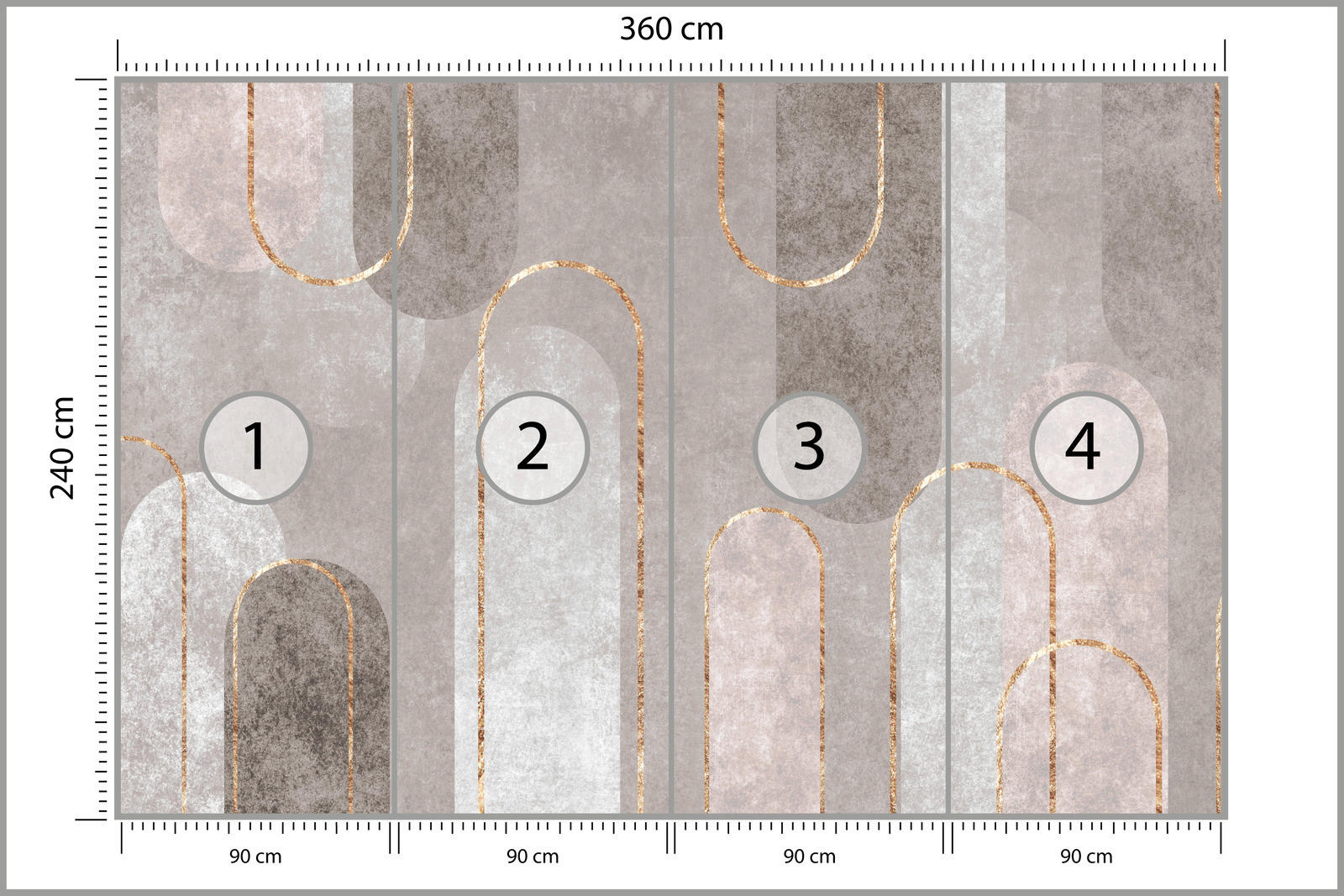 FOTOTAPETE Abstraktion Geometrische Muster Für Wohnzimmer 360x240cm - Beige/Weiß, Papier (360/240cm) - Muralo