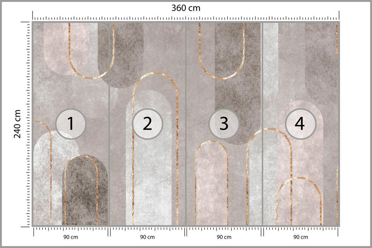 FOTOTAPETE Abstraktion Geometrische Muster Für Wohnzimmer 360x240cm - Beige/Weiß, Papier (360/240cm) - Muralo