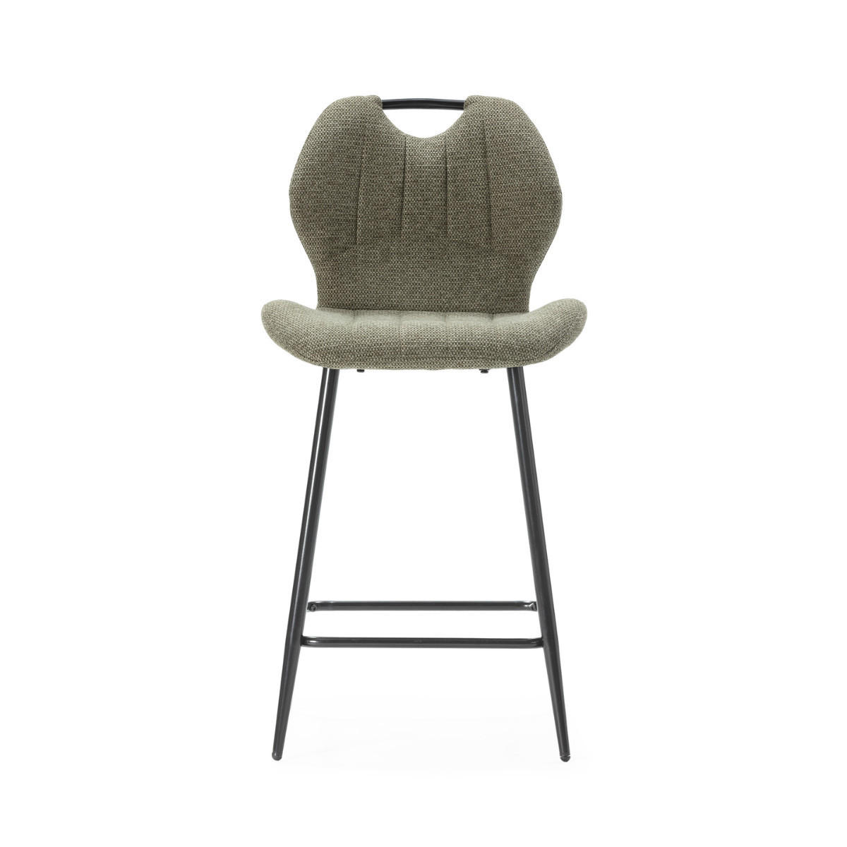 BARHOCKER (Set aus 2) aus Stoff mit schwarzen Metallbeinen - muli 48/51/65 cm - Grün, Textil (51/65/48cm) - Calicosy