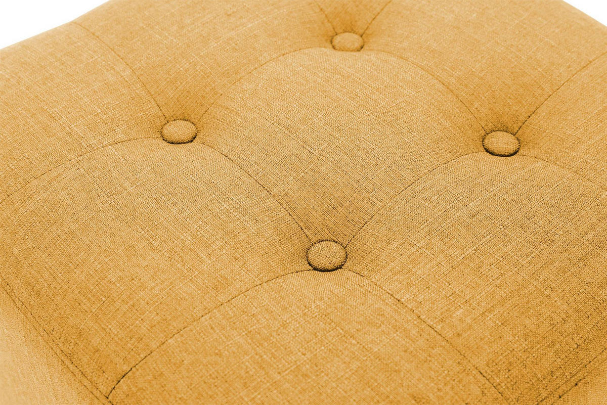 SITZWÜRFEL eckig 45/45/46 cm Stoff gelb - Gelb/Naturfarben, Holz/Textil (45/46/45cm) - CLP