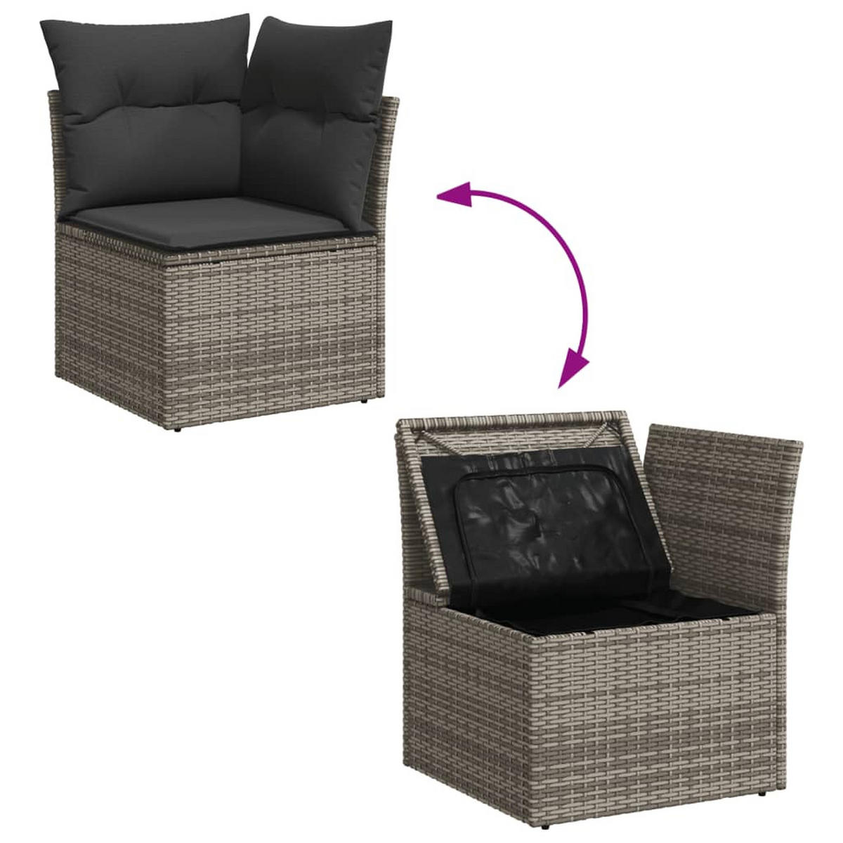 GARTEN-SOFAGARNITUR 4-TLG. Mit Kissen Grau Poly Rattan - Grau, Kunststoff - vidaXL