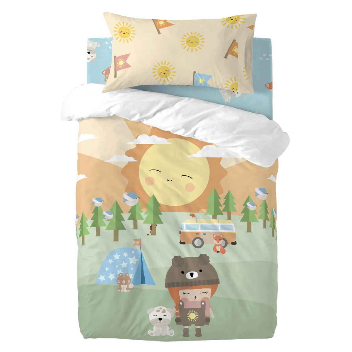 KISSENBEZUG camping 50x75 cm mehrfarbig - Multicolor, Textil (50/75cm) - Happy Friday