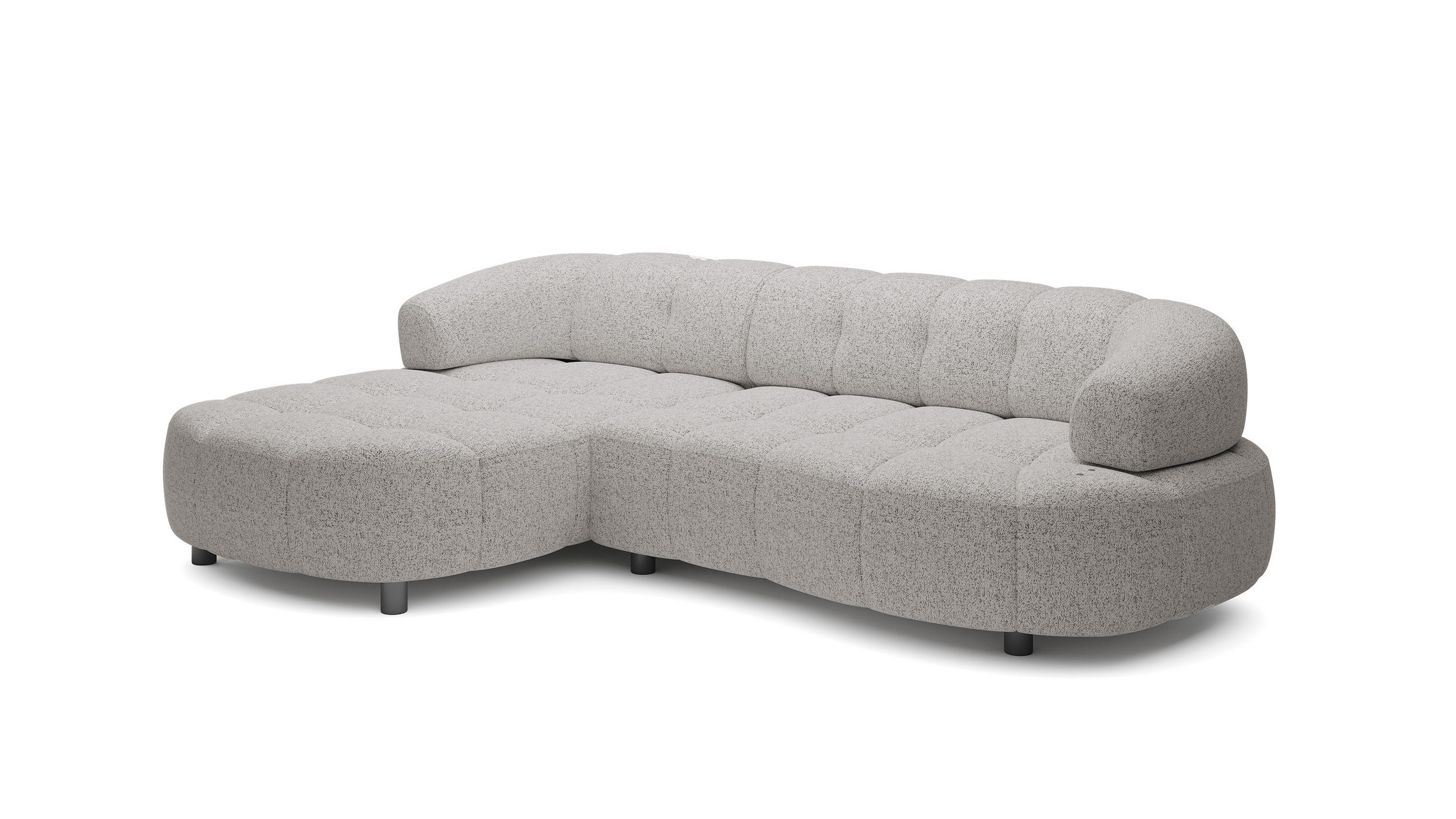 ECKSOFA WESPER S - Eckcouch Mit Elektrischer Sitzverstellung, L-förmig, Freistehend, Relaxfunktion, 183x284x79cm Linke, Hellgrau - Hellgrau, Holz/Textil (113/284cm) - DomoHome