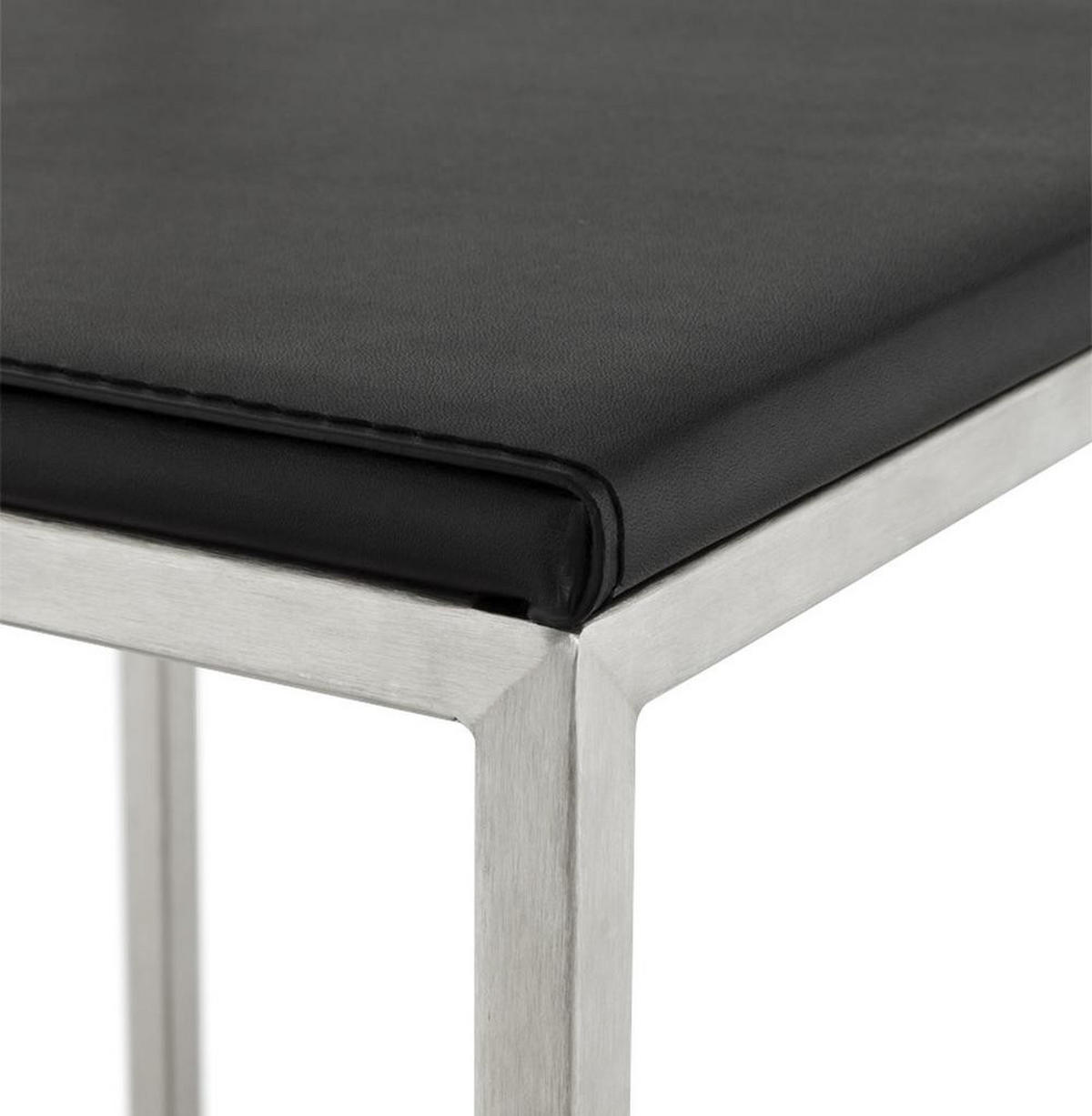 BARHOCKER Kunstleder Stahlrahmen Sitzhöhe 65cm Industrial LEXARIX MINI, Schwarz 44x41x76,5 cm - Silberfarben/Schwarz, Kunststoff/Textil (43/77/41cm) - KADIMA DESIGN