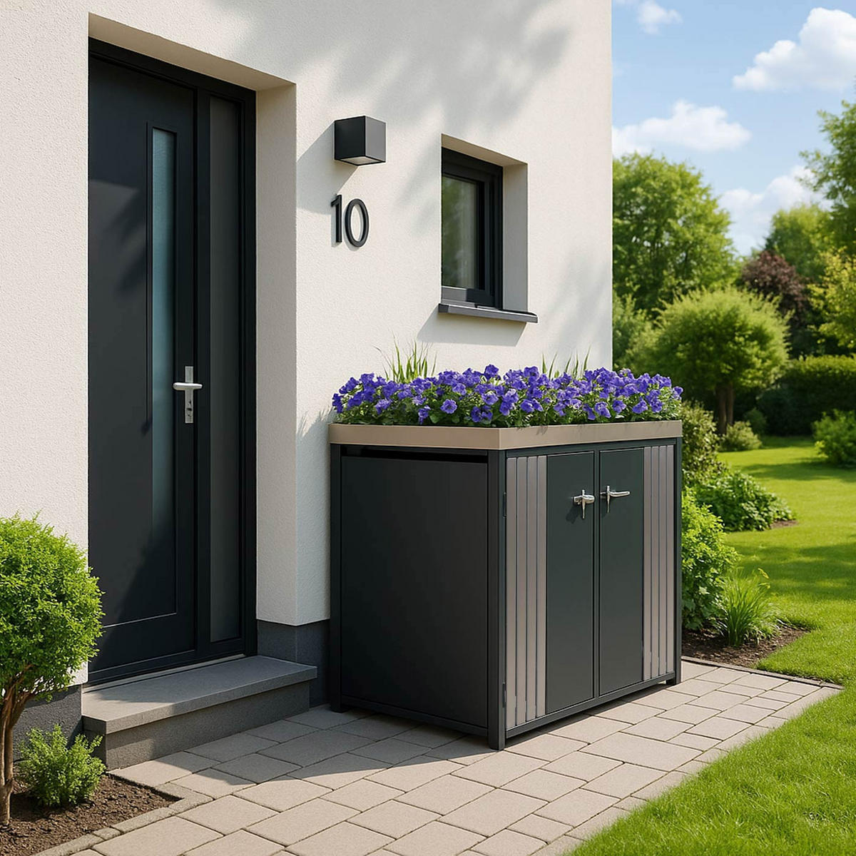 2ER-MÜLLTONNENVERKLEIDUNG Anthrazit, Silber - Anthrazit/Silberfarben, Metall (132/125/84cm) - MCW