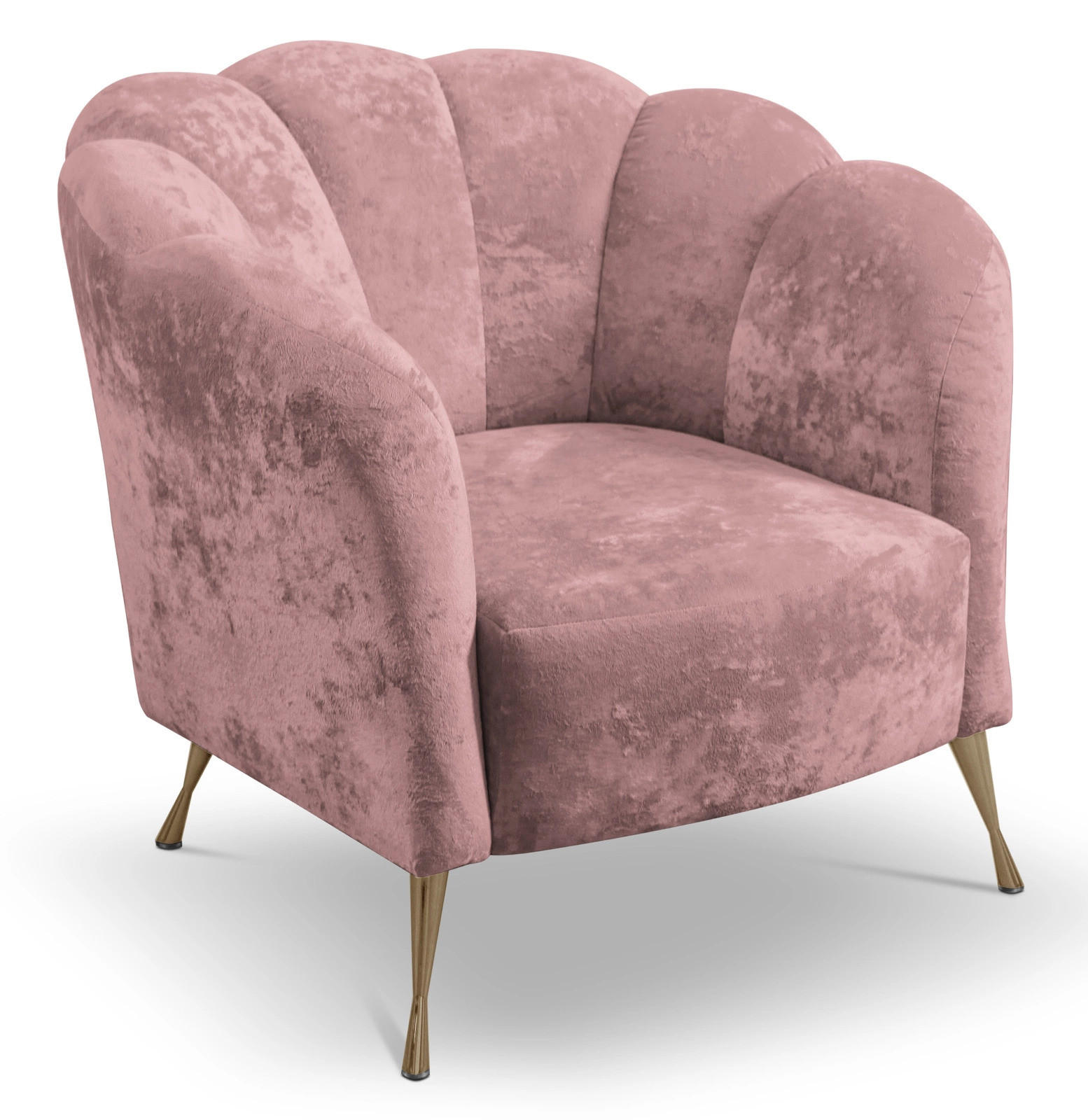 POLSTERSESSEL Adria mit Metallfüßen - Dunkelrosa/Goldfarben, Holzwerkstoff/Textil (87/78/83cm) - Ravio
