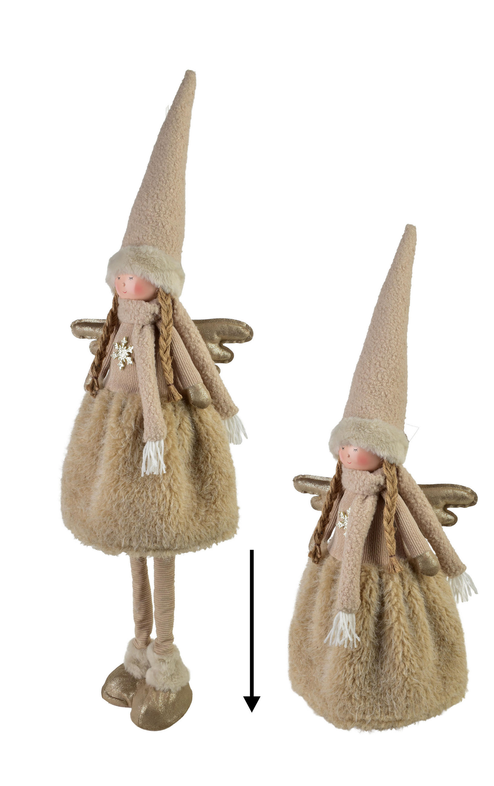 PLÜSCHFIGUR Santa Lila Champagnergold 20/17/68/96cm Textil - Beige, Textil (20/68/29cm) - Mondex
