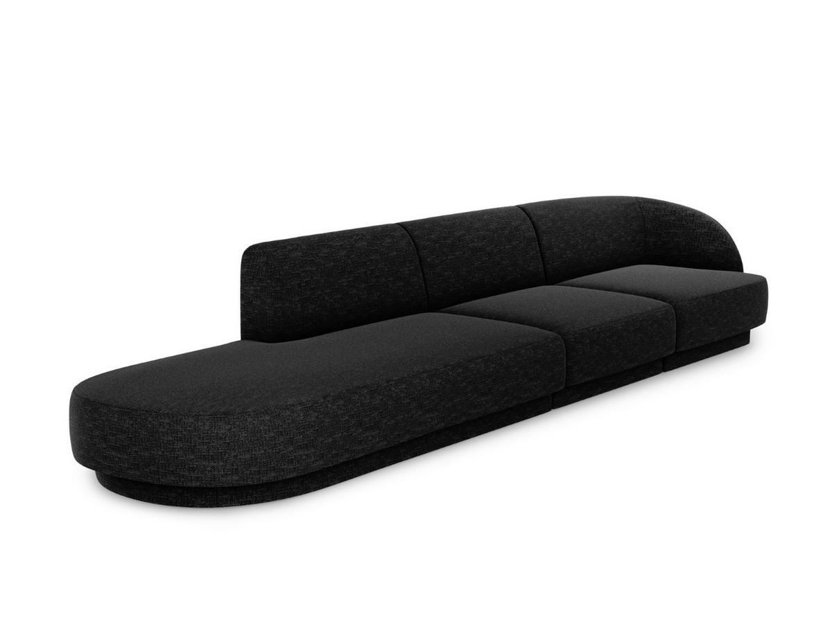 LINKES-SOFA Miley aus Chenille-Stoff schwarz 4 Sitzplätze - Schwarz, Textil (90/70/323cm) - Micadoni