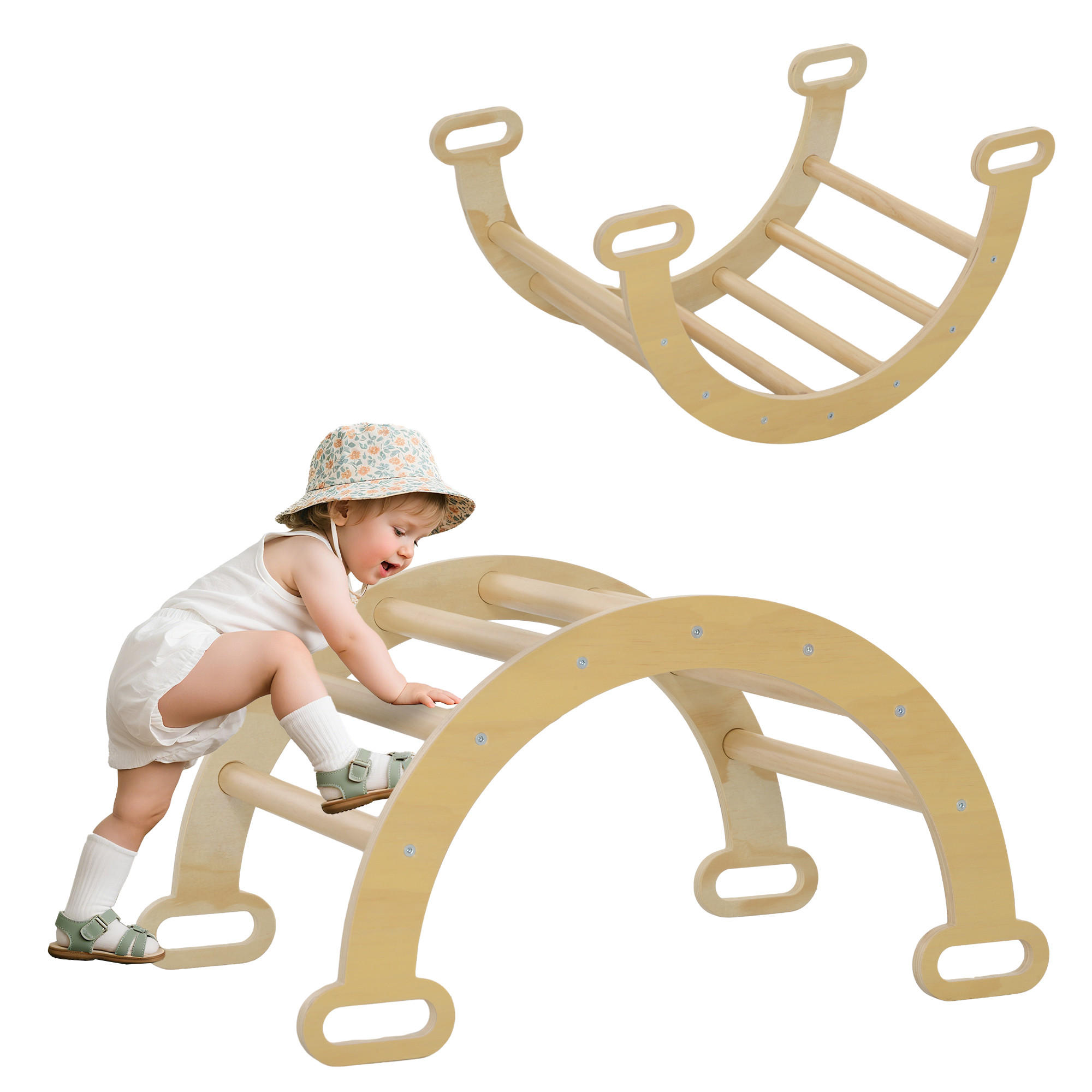 KLETTERBOGEN DE-18386 2-in-1 als Schaukelstuhl mit Griffen Naturholz - Naturfarben, Holzwerkstoff (42/68cm) - ComfortXL