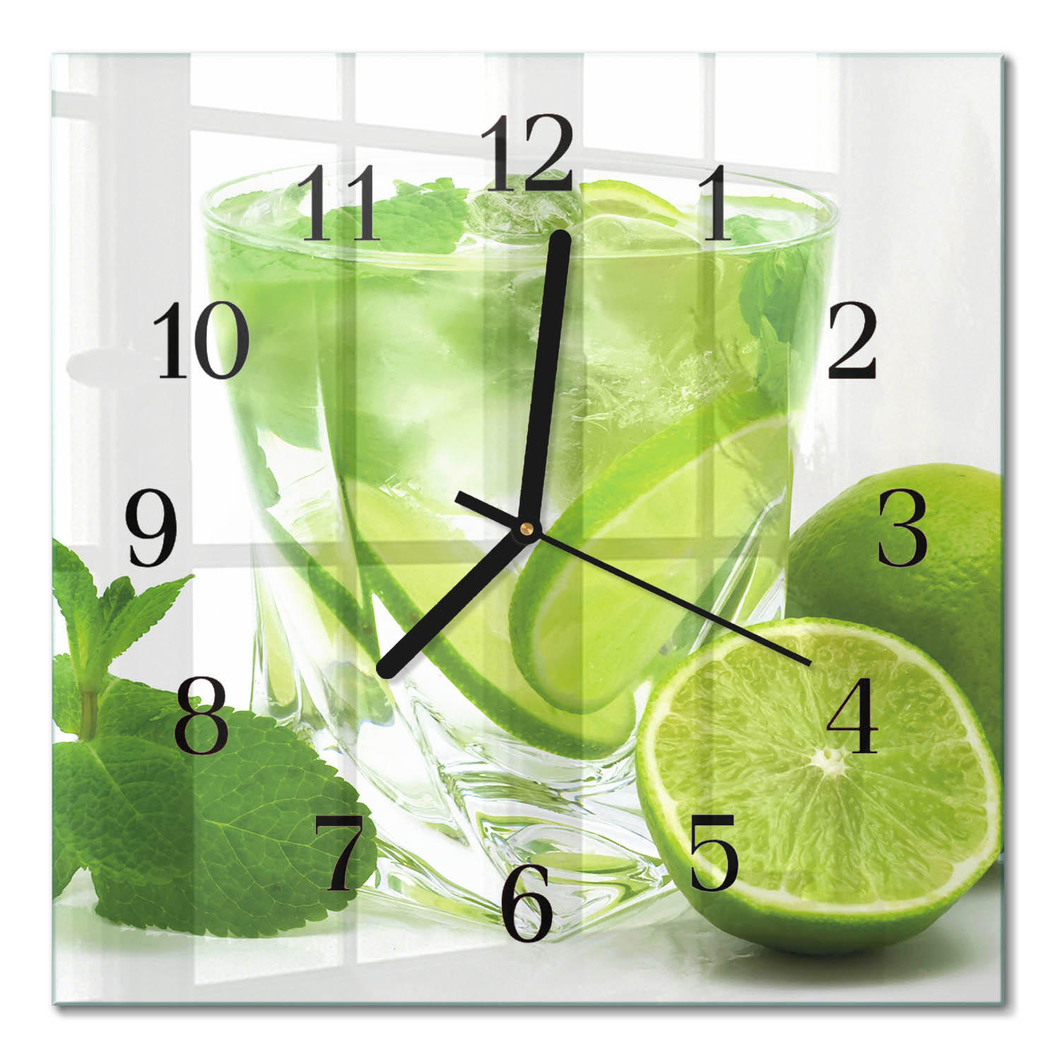 WANDUHR 30x30 cm - Kalziumkarbonat - Grün, Glas (30/30/0.4cm) - TULUP
