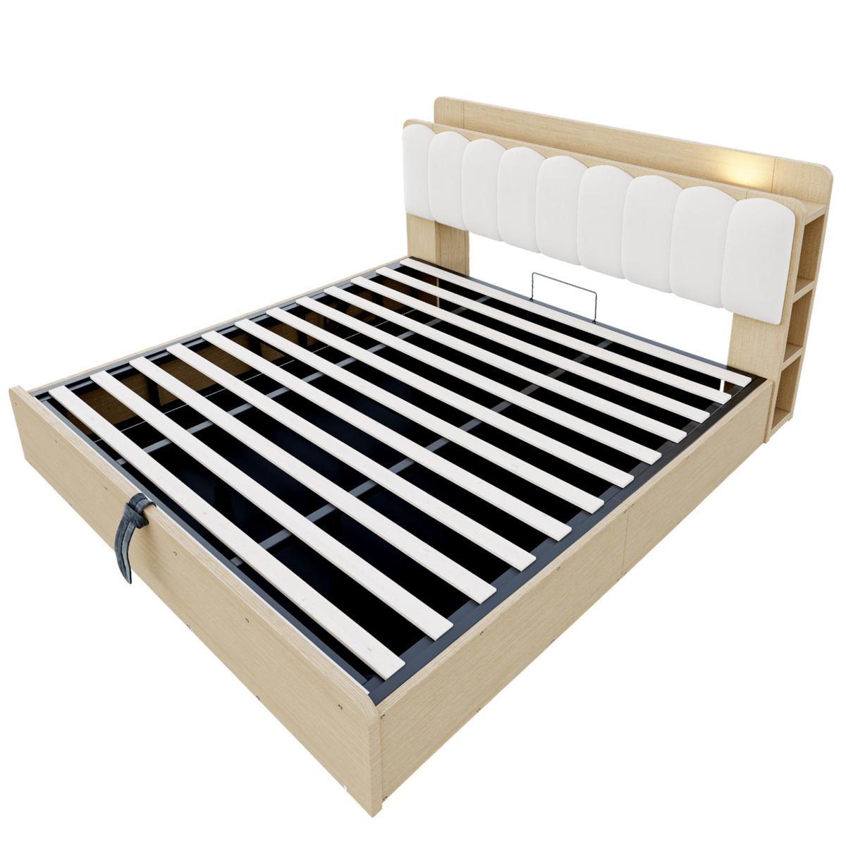DŘEVĚNÁ POSTEL 180x200cm Úložná USB Čelo Dřevo - přírodní, dřevo (180/200cm) - FLIEKS