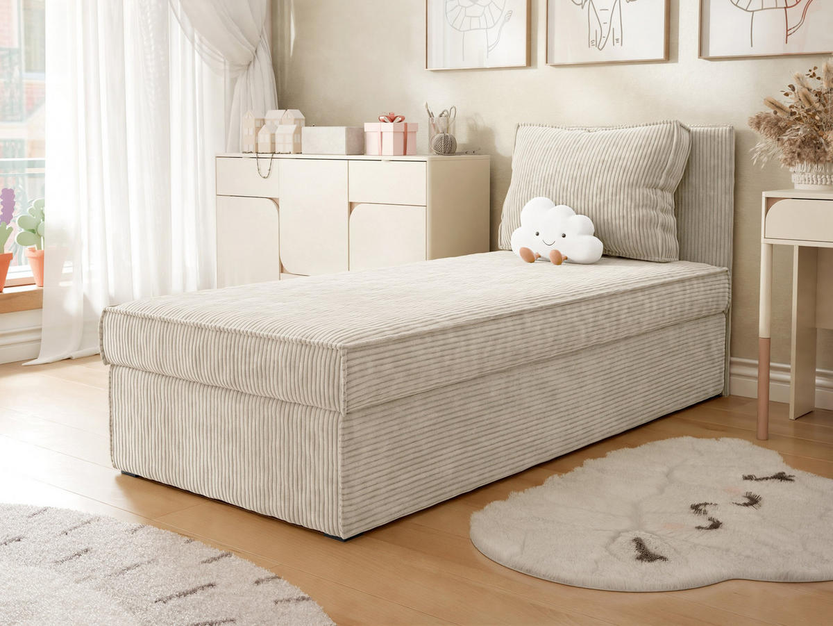 BOXBETT Posi Cord - Creme/Schwarz, Holzwerkstoff/Kunststoff (90/200cm) - MIRJAN24