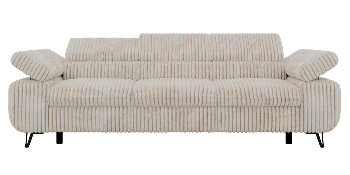 TŘÍMÍSTNÁ POHOVKA PETER 3 - Béžová Manšestr - černá/krémová, kov/textil (262/76/99cm) - MKS
