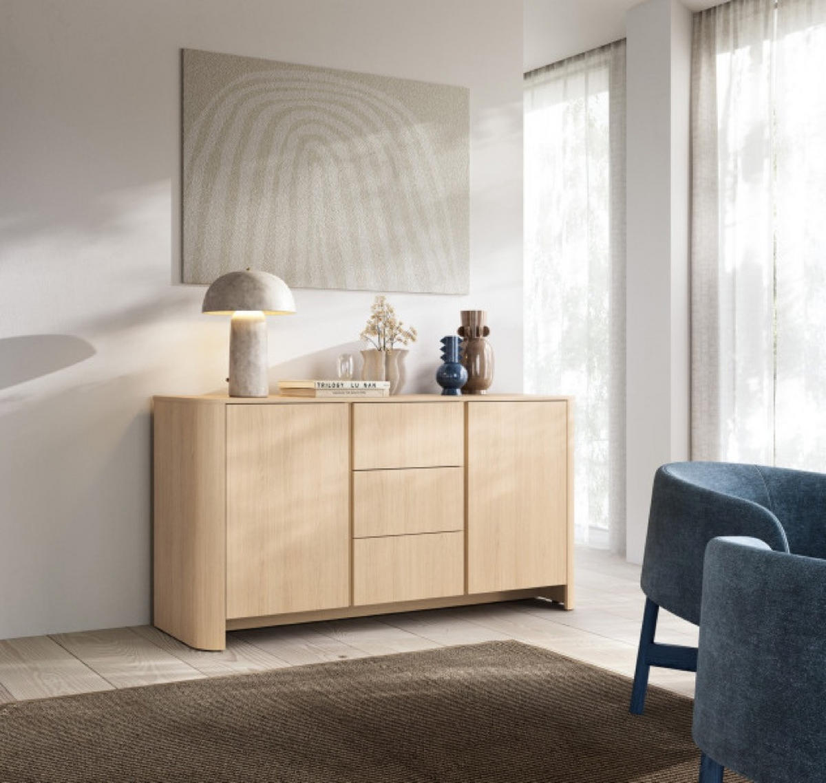 SIDEBOARD Vincenza Eiche BALI KSZ 168 Geräumig - Beige, Holzwerkstoff (168/84/39cm) - Sepro Meble