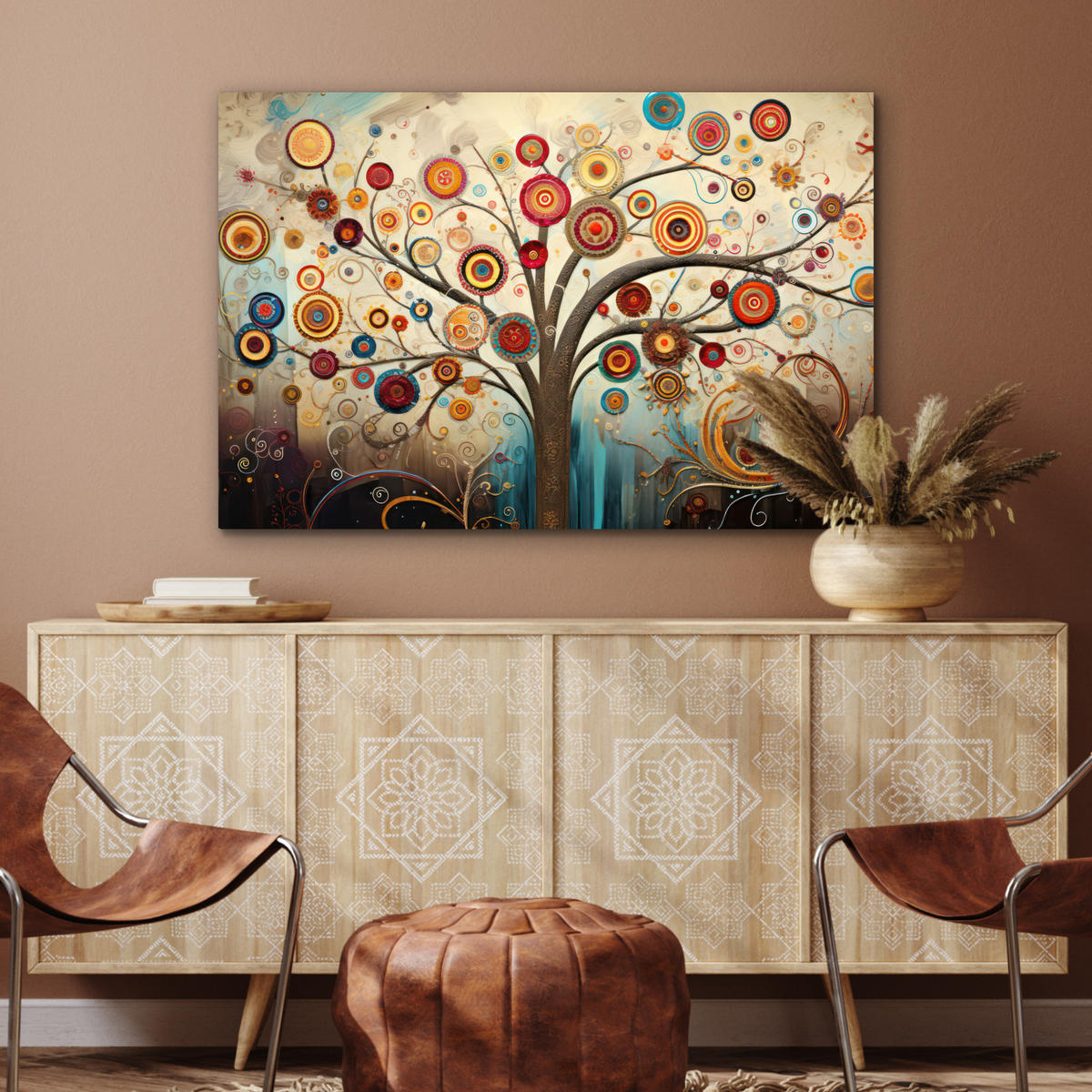 METALLBILD Baum - Baum des Lebens - Farbe 90x60 cm - Braun, Metall (90/60cm) - MuchoWow