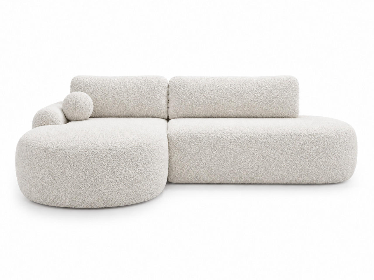 ECKSOFA Aurio O Bouclé-Stoff Weiß Links - Weiß, Holz/Textil (271/177cm) - Graingold
