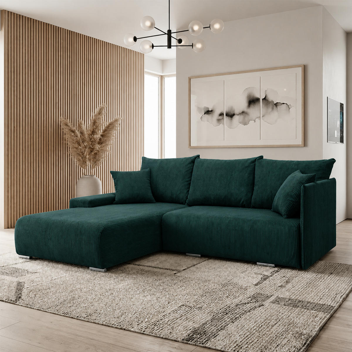 ECKSOFA TRAWANGA L mit Schlaffunktion, Grün - Grün, Textil (246/188cm) - Fedve