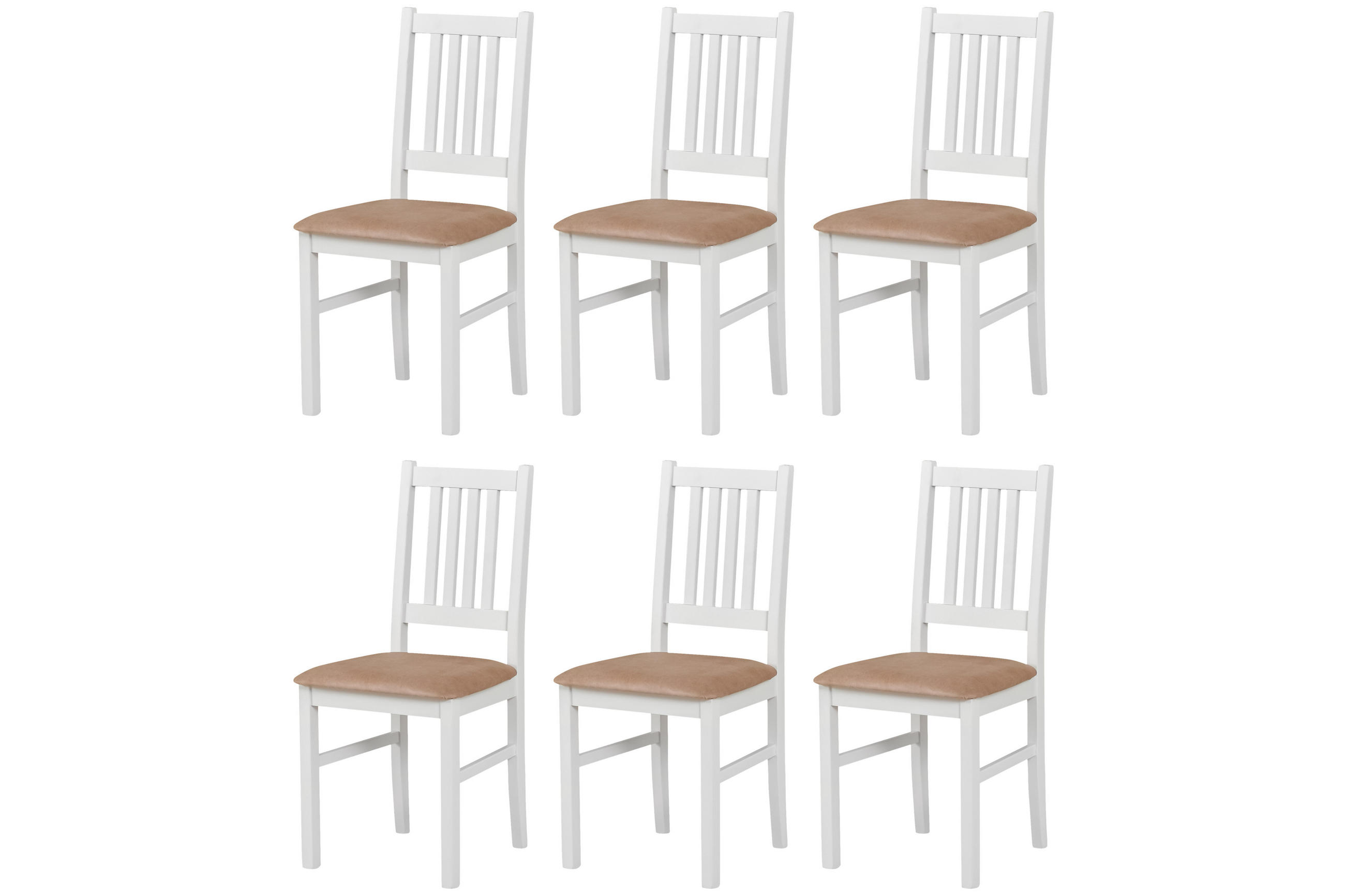 STUHL Bos 1 (6er Set) - Weiß/Cappuccino, Holz (43/94/40cm) - Leaf Design