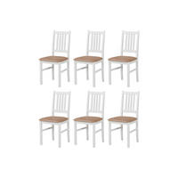 STUHL Bos 1 (6er Set) - Weiß/Cappuccino, Holz (43/94/40cm) - Leaf Design