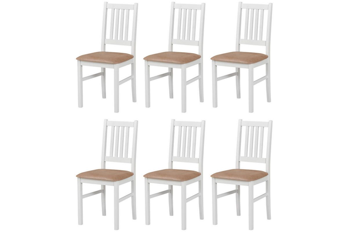 STUHL Bos 1 (6er Set) - Weiß/Cappuccino, Holz (43/94/40cm) - Leaf Design