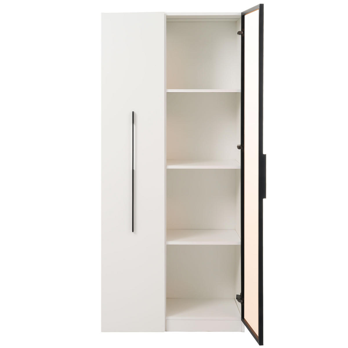 VITRINE 160cm Glas LED Aluminium Rollen modern - Weiß, Holzwerkstoff (70/160/40cm) - FLIEKS