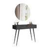 SCHMINKTISCH SCARLETT MIT RUNDEM LED-SPIEGEL SCHWARZ - Schwarz, Holzwerkstoff (100/78/38cm) - Lookway