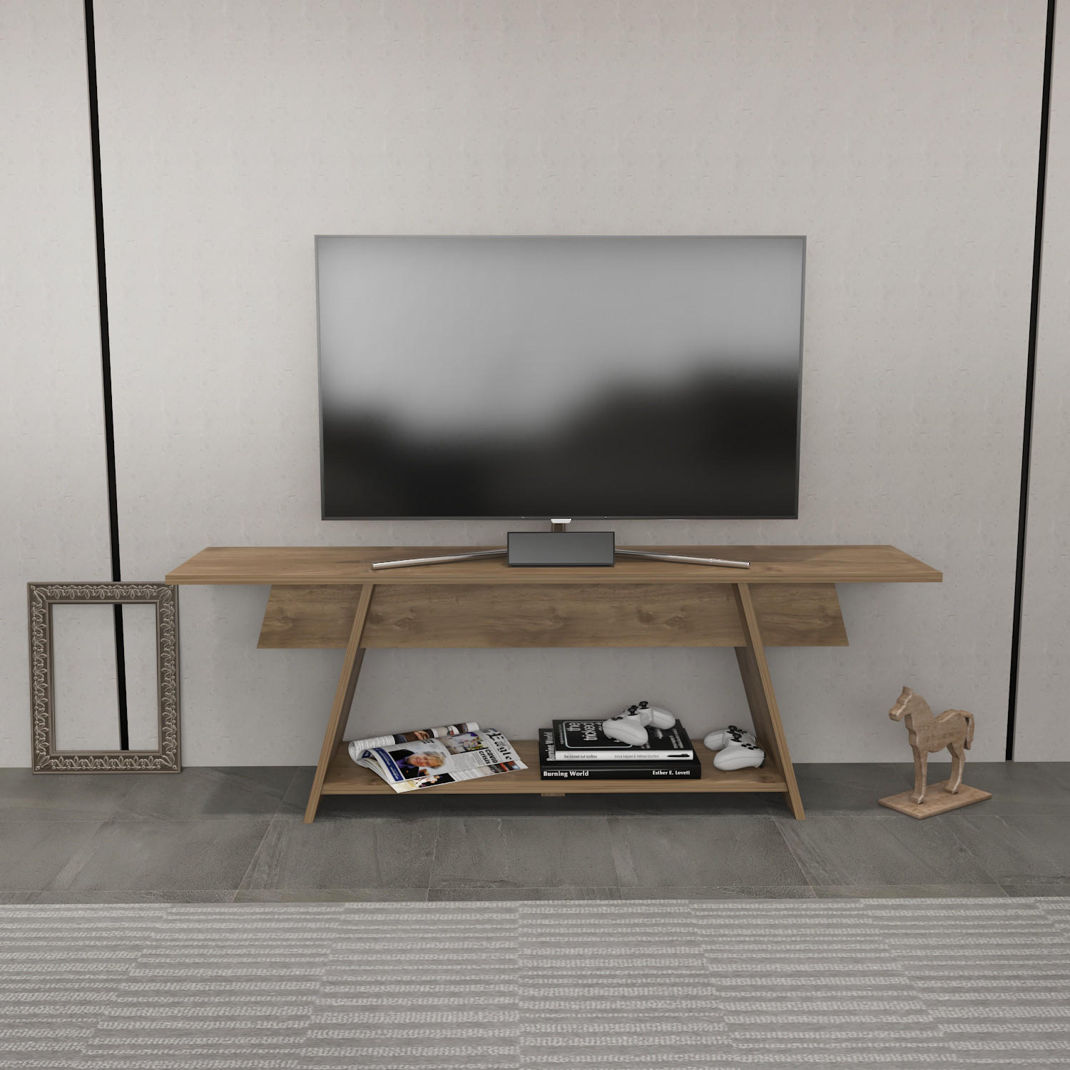 TV-ELEMENT Lanca Walnussbraun - Bronzefarben, Holzwerkstoff (120/50/35cm) - Decorotika