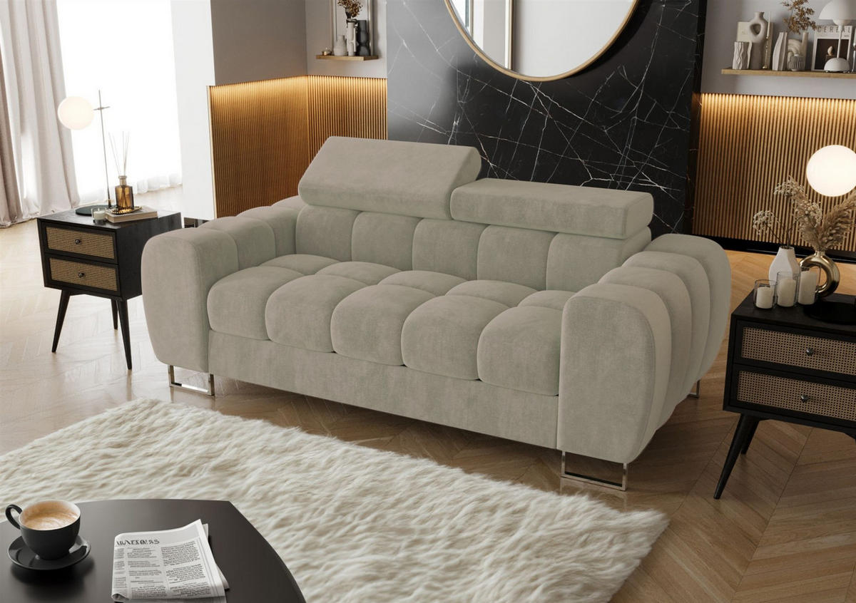 SOFA 2-sitzer Bastien In Stoff Terra - Beige, Holzwerkstoff/Textil (195/95/97cm) - Fun Möbel