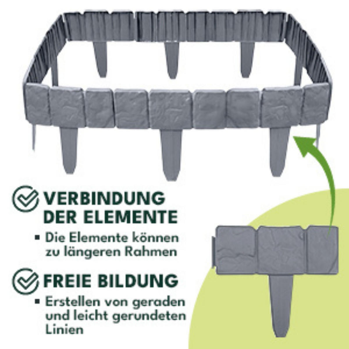 RASENKANTE Kunststoff Grau - Grau, Kunststoff (23/10/25cm) - KRUMAD