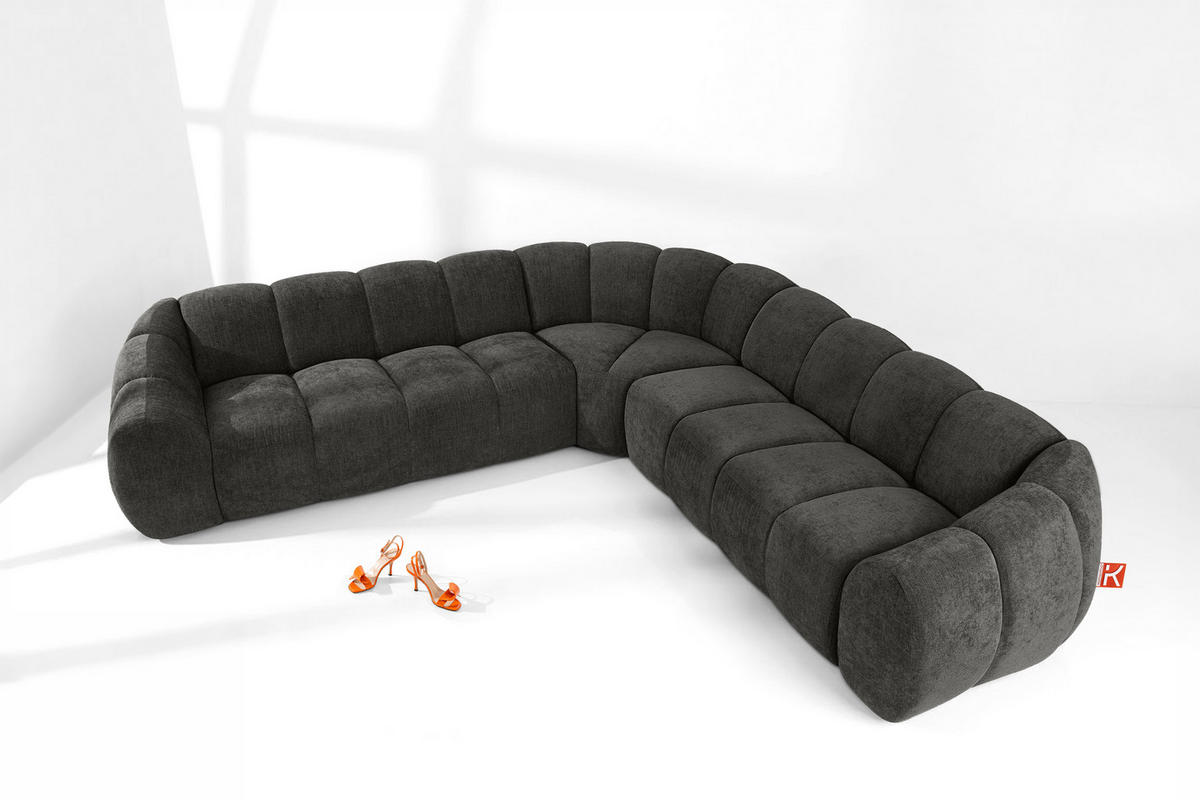 ECKSOFA RECHTS/LINKS FLAVA, Graphitfarben - Graphitfarben, Holz/Holzwerkstoff (310/310cm) - KONSIMO®