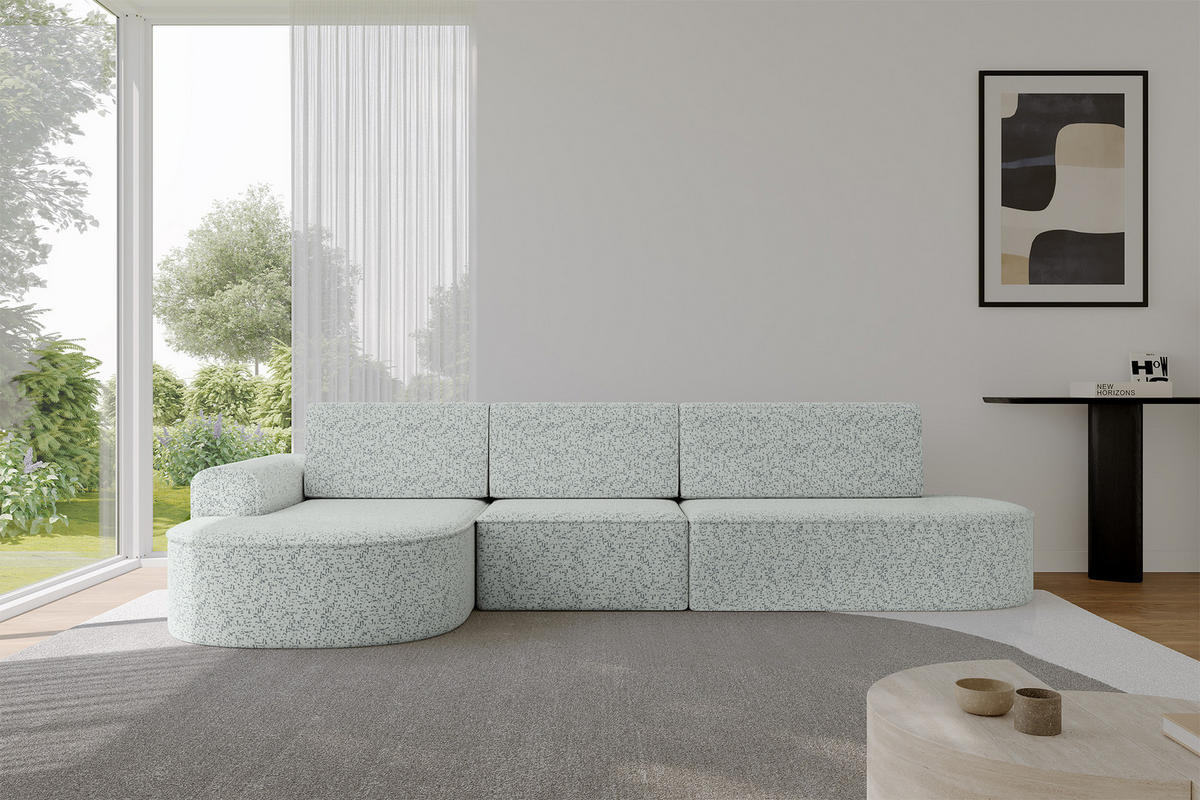 ECKSOFA mit Schlaffunktion Ottomane Links MARI L2-S 368X167X85 Grün Velours - Smaragdgrün/Schwarz, Holzwerkstoff/Kunststoff (368/167cm) - ALTDECOR