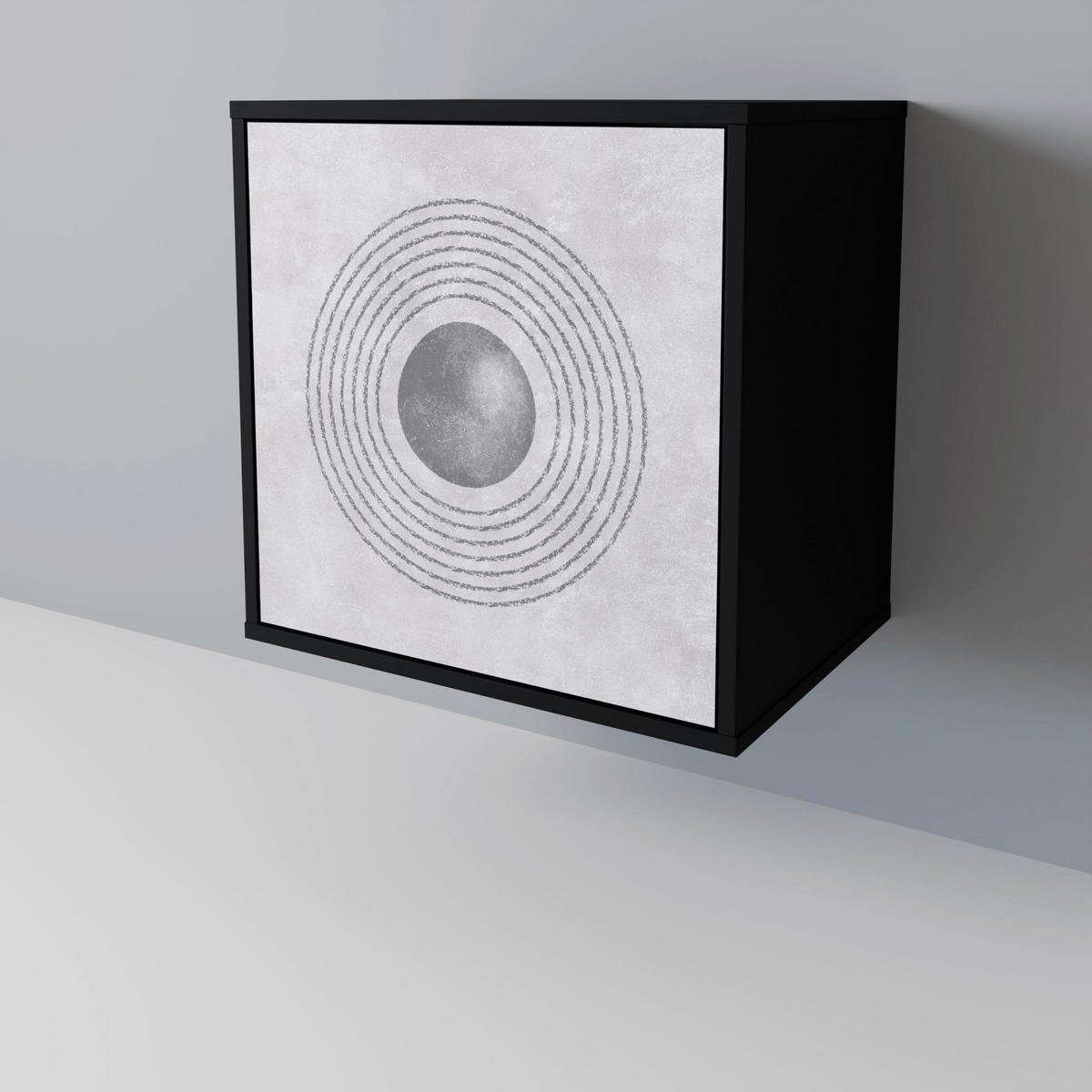 SIDEBOARD SOLID CIRCLES, Schwarz, 57,5x42x75,5 cm, Goldfarbene Metallfüße - Goldfarben/Multicolor, Holzwerkstoff/Metall (57.5/75.5/42cm) - SpaceRebels