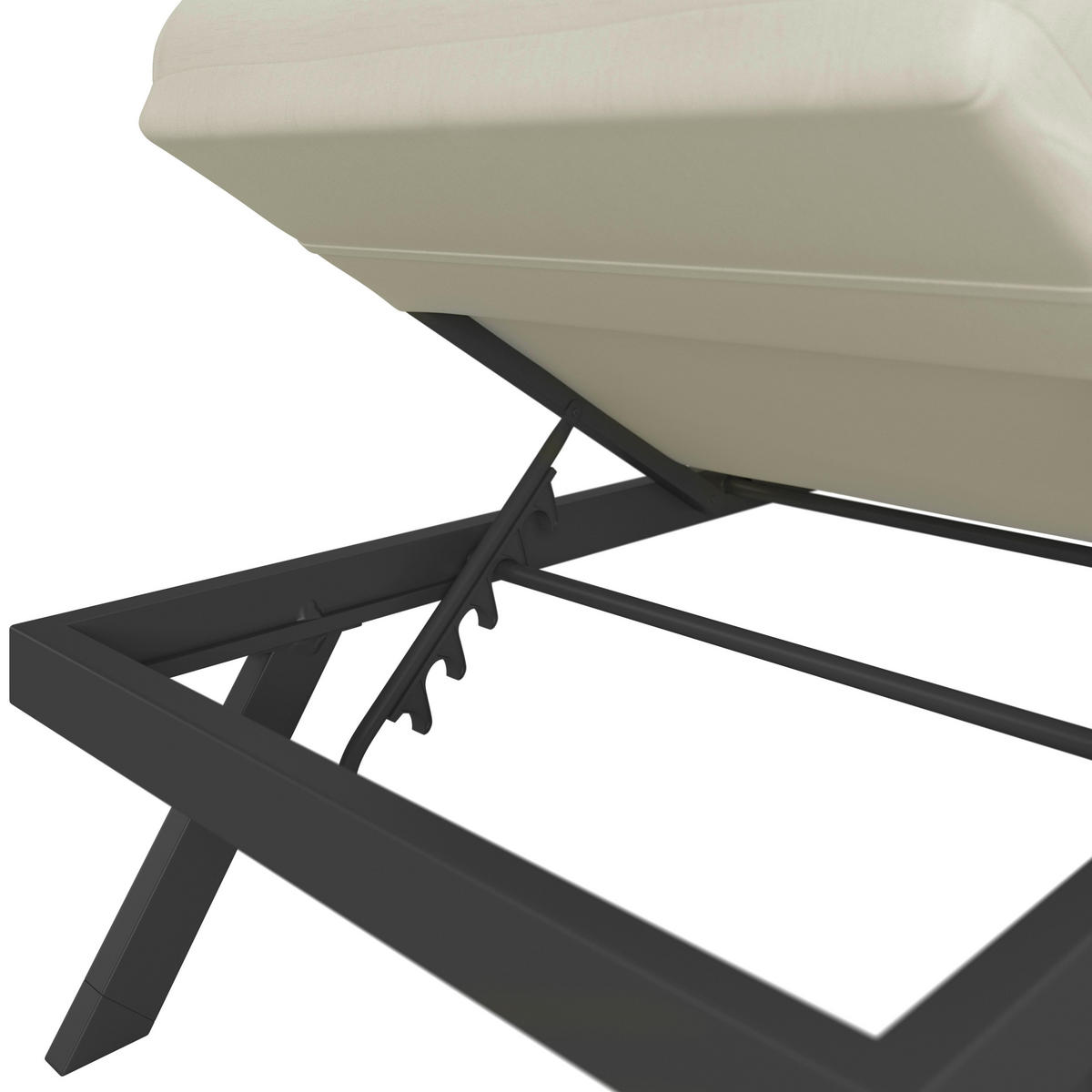 GARTENLIEGE Avola Creme Outdoorstoff/Metall +Abdeckung - Weiß, Metall (199/31/68cm) - Bessagi Garden