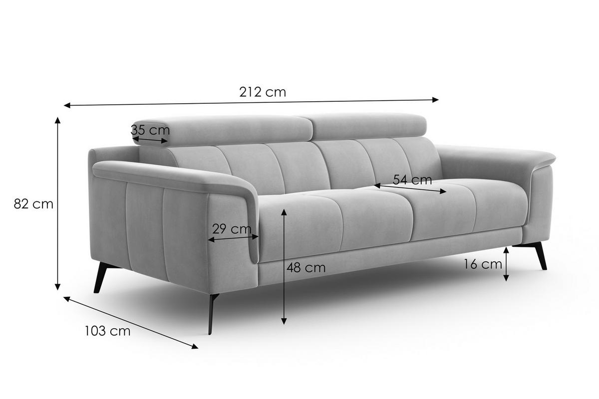 SOFA FIERO 3-Sitzer, Minter Veloursstoff - Schwarz/Mintgrün, Holz/Textil (212/82/103cm) - Courtois Laville