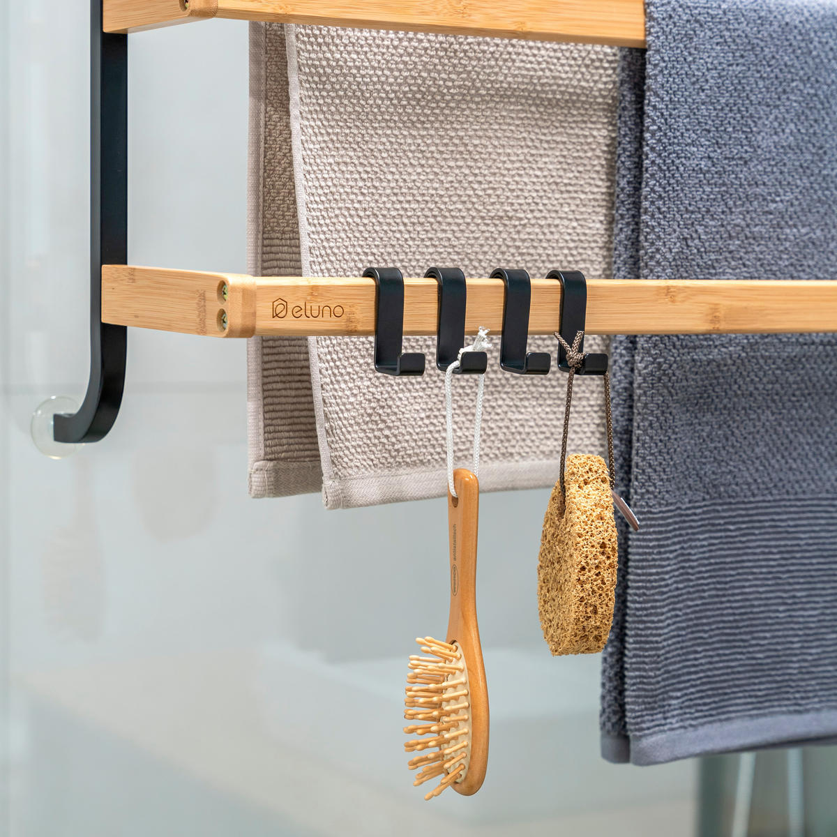 HANDTUCHHALTER, schwarz, Metall - Schwarz, Metall (63.5/77.5/21cm) - eluno