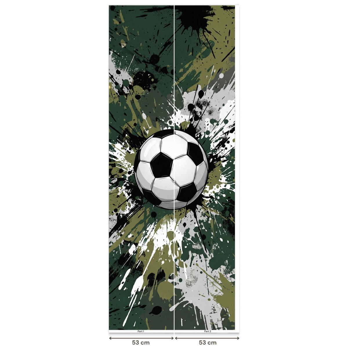 KINDERTAPETE - Fußball - Farbe - Spritzer - Grün - 100x240 cm - Dunkelgrün, Papier (100/240cm) - OnlyWow