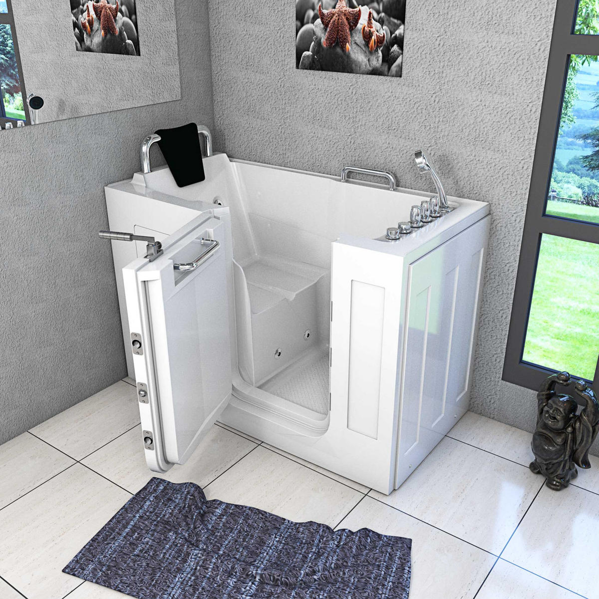 WHIRLPOOL-SENIORENWANNE S07WP-TH-A-L Weiß - Weiß, Glas/Kunststoff (76/116/140cm) - AcquaVapore by Sandra Jentho