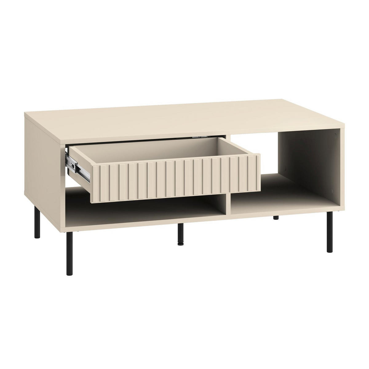 WOHNZIMMERTISCH rechteckig CALETTO Beige 100 cm - Beige/Schwarz, Holzwerkstoff/Metall (60/100/45cm) - Selsey