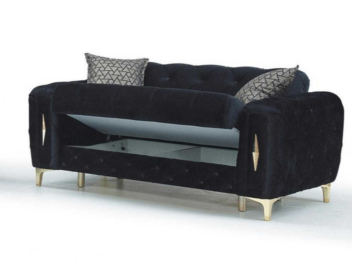 SITZGARNITUR Patna, Schwarz Stellvariante 2+1 - Schwarz, Holzwerkstoff/Kunststoff (180/80/100cm)