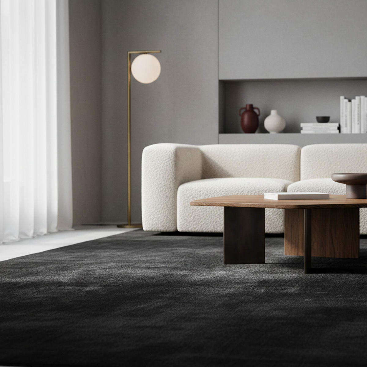 KURZFLORTEPPICH Waschbar ISAR, einfarbig, aus Polyester, Schwarz, 140 x 200 cm - Schwarz, Textil (140/200cm) - KADIMA DESIGN