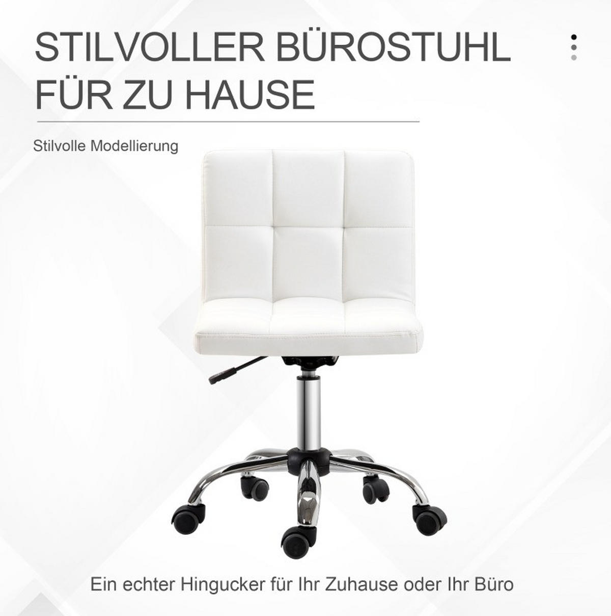 DREHSTUHL, Sitzhöhe 45–57 cm, weißes Bonded Leather, verzinktes Stahlgestell, ohne Armlehnen, 51/46/92 cm,Weiß - Weiß, Kunststoff (46/92/51cm) - Redom