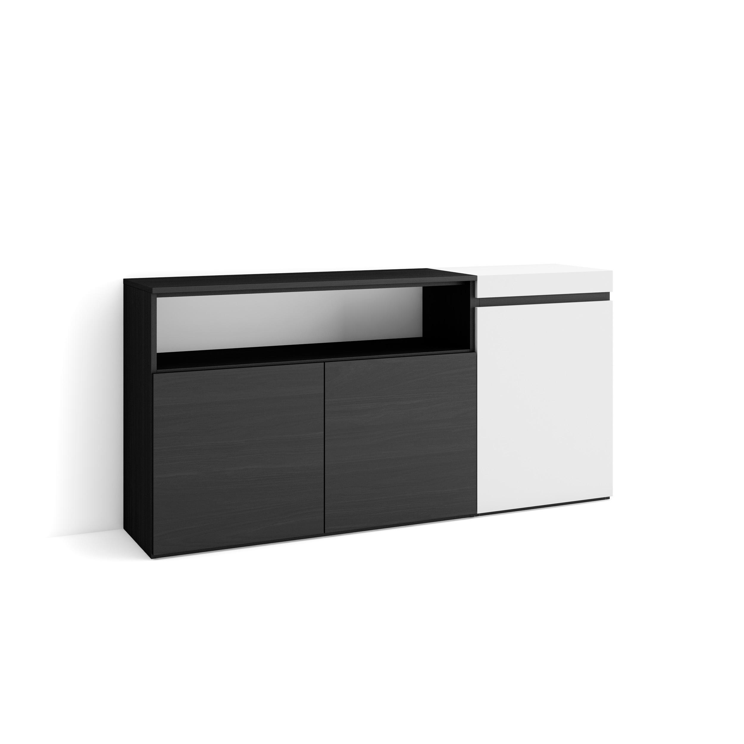 SIDEBOARD weiß und schwarz, 150/35/75cm - Multicolor, Holzwerkstoff (150/75/35cm) - Skraut Home