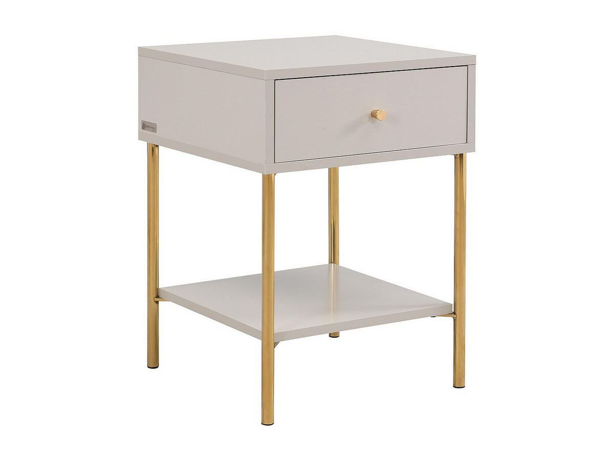 NACHTTISCH - 40 cm x 40 cm - Holz, Platte - Beige, Goldfarben - MILAVIA - Beige/Goldfarben, Holz (40/55/40cm) - Vente-Unique