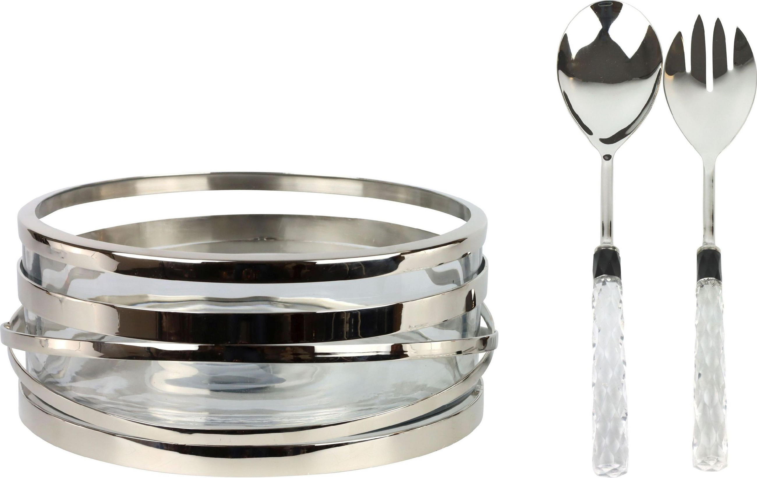 SCHALEN-SET Table 3-tlg. - Transparent, Metall (27cm) - FURNARO