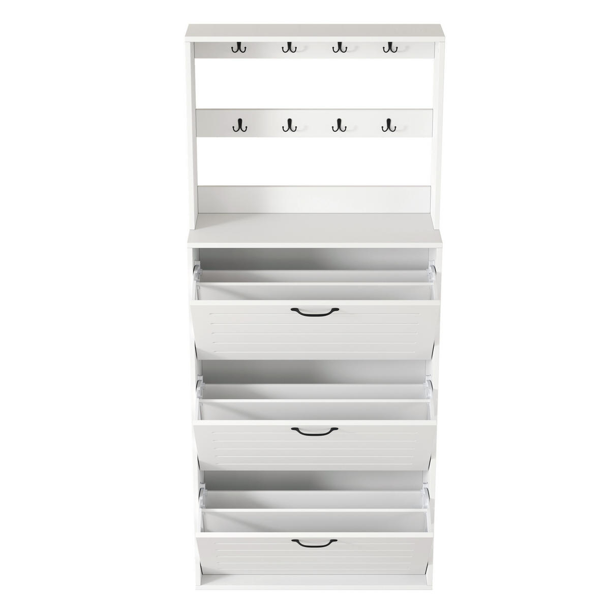 SCHUHSCHRANK 3 Türen Haken Stauraum - Weiß, Holzwerkstoff (70/163/25cm) - Fortuna Lai