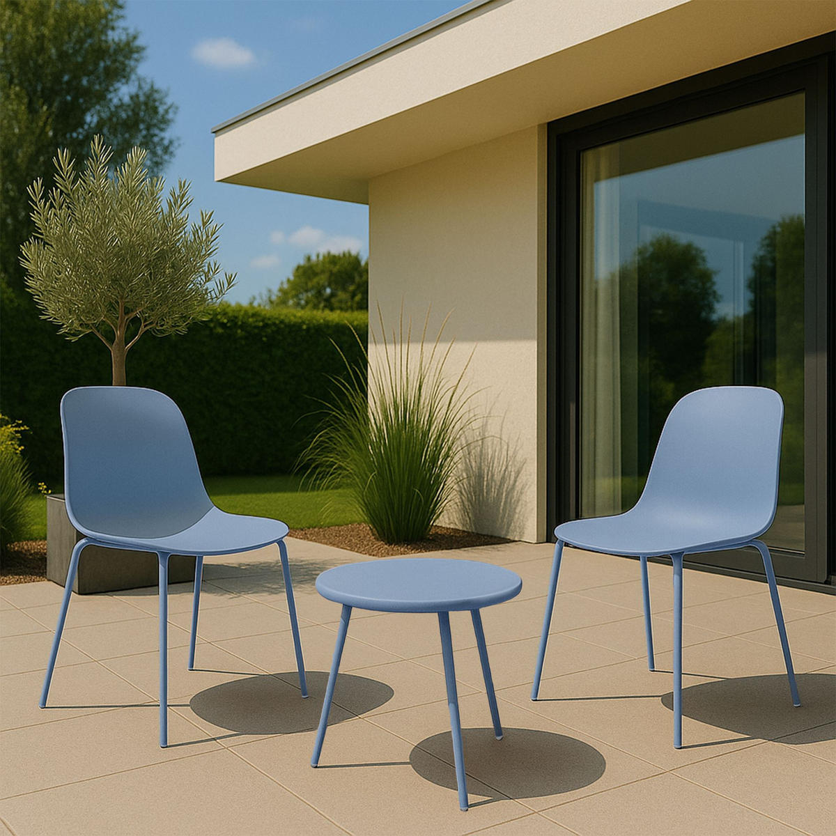 GARTENSITZGRUPPE Kunststoff Blau - Blau, Kunststoff - CLP