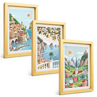 BILDER SET 3er Set - 20x30 cm Goldrahmen - Landschaften, Meer, Zitrusfrüchte - Goldfarben, Kunststoff (20/30cm) - TULUP