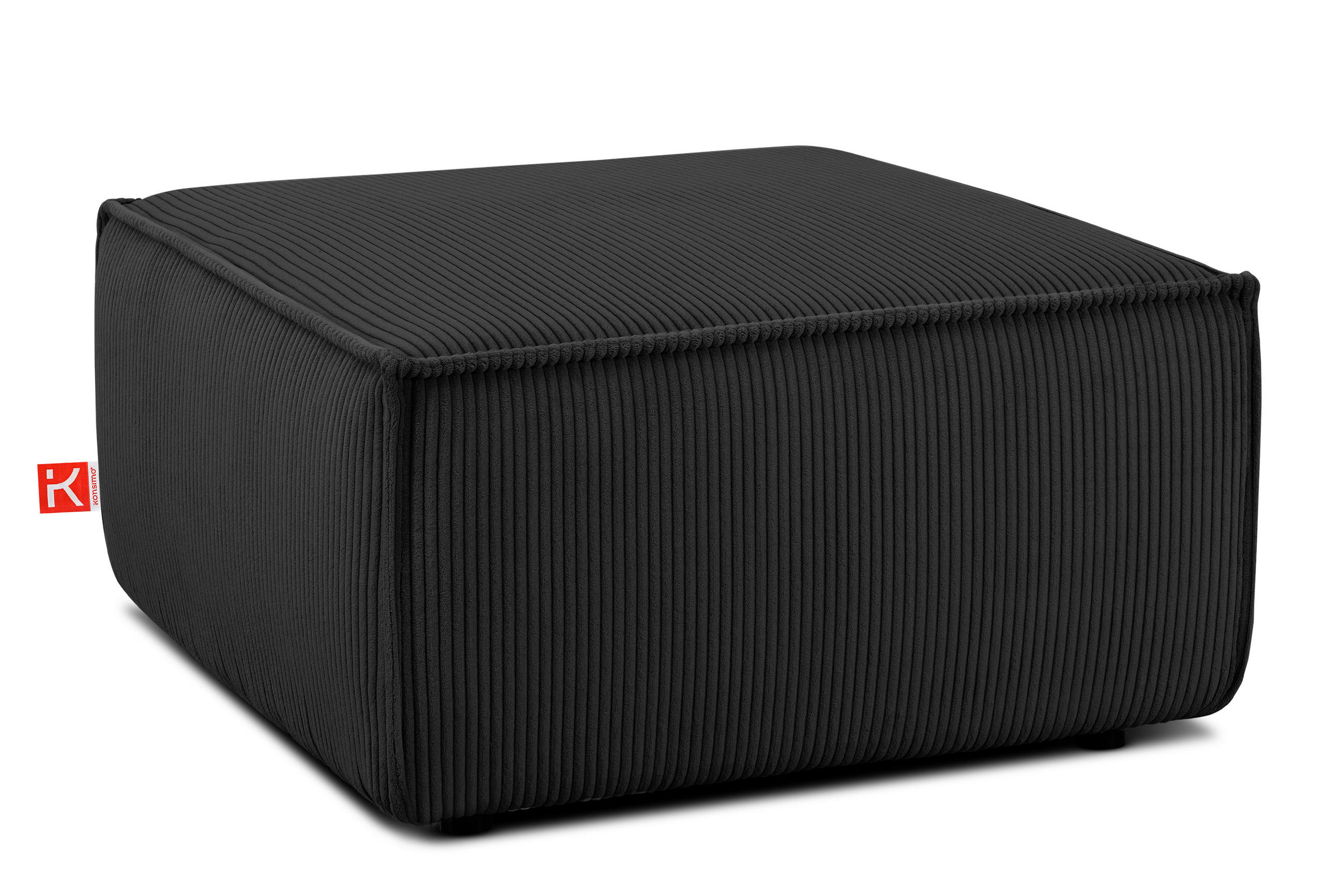 SITZPOUF NAPI gefederte Sitzfläche, dunkelgrau - Dunkelgrau/Schwarz, Textil (83/45/83cm) - KONSIMO®