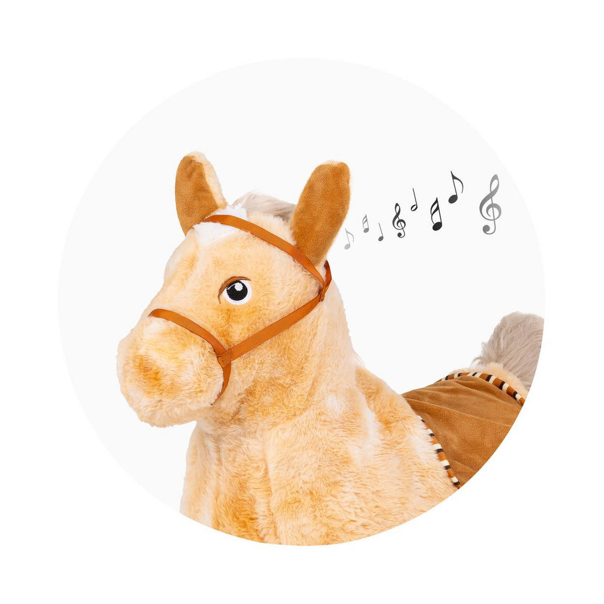 HÜPFSPIELZEUG Hüpftiere braun Musik, Geräusche, aufblasbar, Plüschbezug, ab 12 Monate, bis 50 kg - Braun, Textil (27/57/50cm) - Chipolino